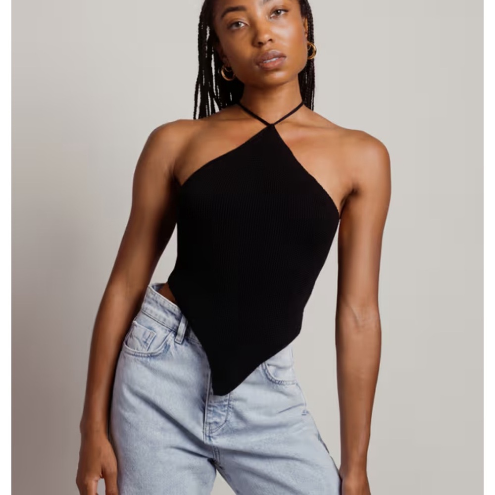 12th Tribe Black Asymmetrical Fitted Camisole